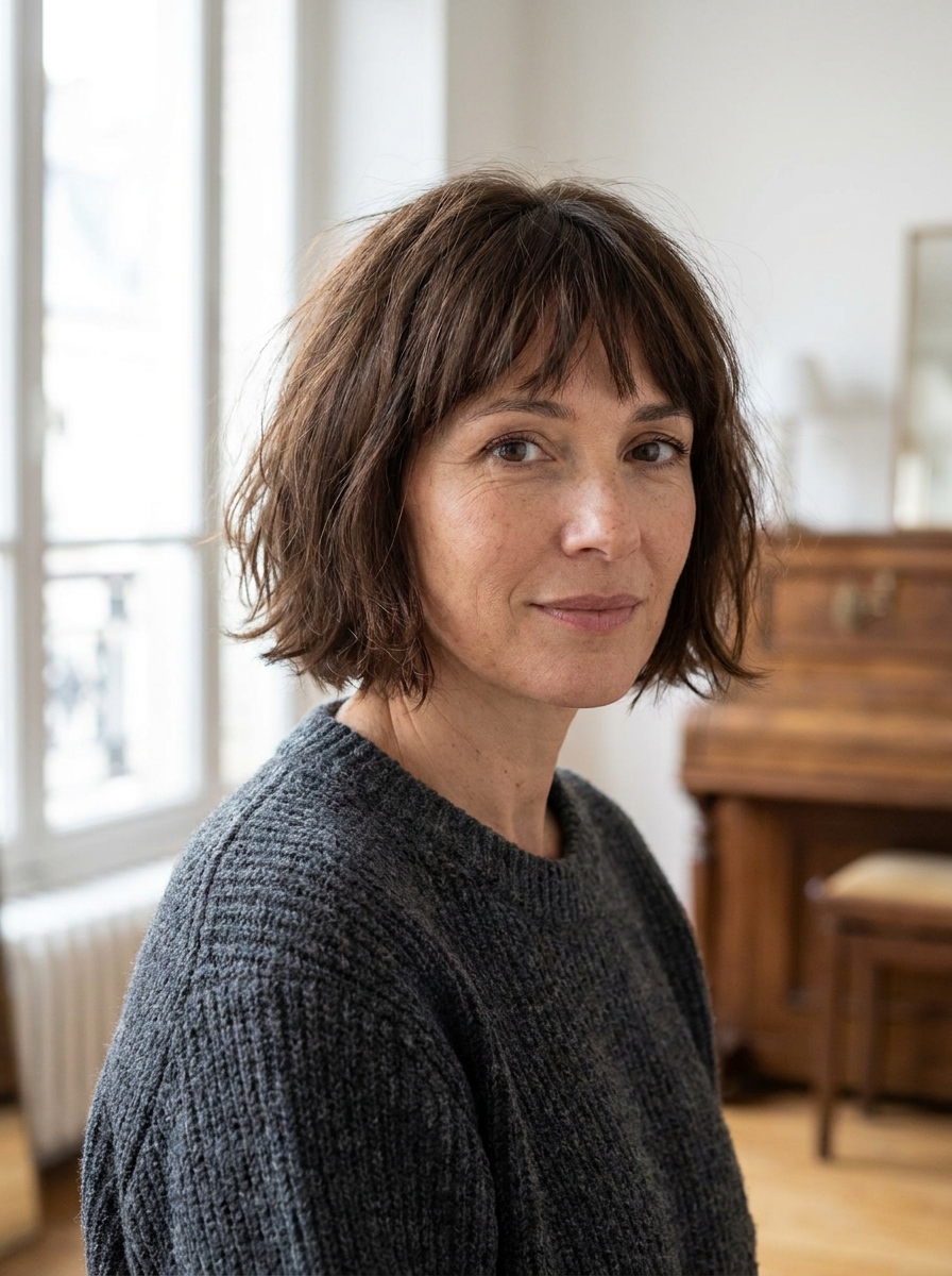 French Bob mit kurzer Fringe als Bob Frisuren mit Pony Inspiration 2026